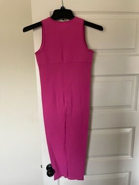 Hot Pink Ribbed Tank Midi Dress